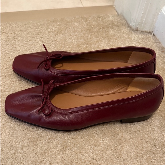 Frances Valentine Lisón Burgundy Leather Ballet Flats - Picture 2 of 6